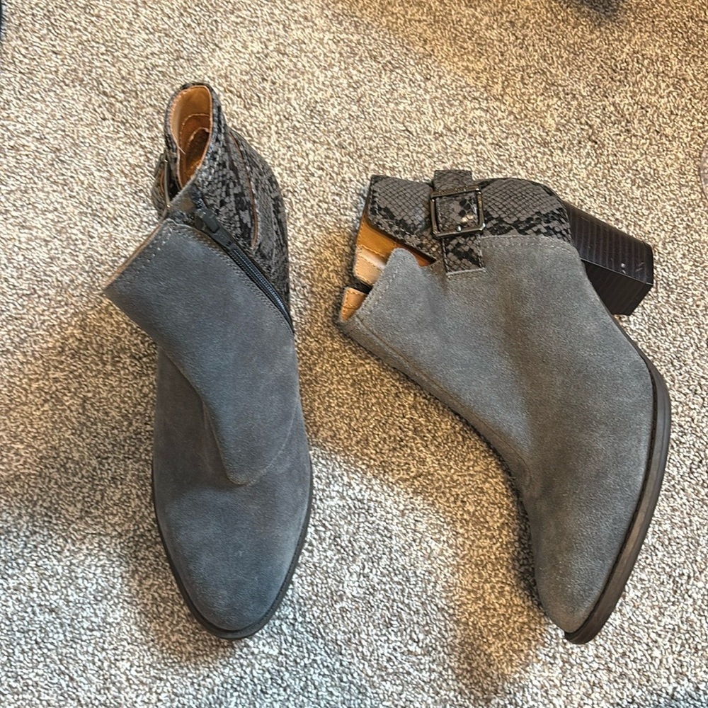 Vionic Naomi Suede Snake Print Booties